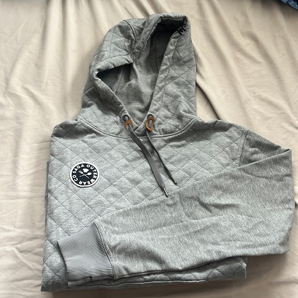 Saga Outerwear Quilted Heather Grey Hoodie Size M